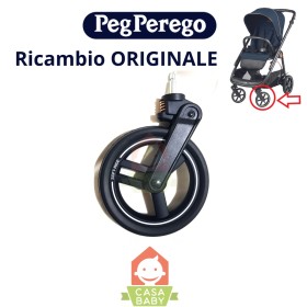 Ruota Anteriore Passeggino Veloce TC Peg Perego Ricambio Originale Nero con Ammortizzatore Oro/Bronzo