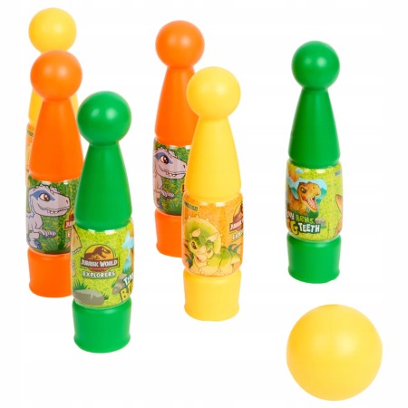 Birilli Bowling per Bambini Dinosauri Jurassic World in Plastica 6 Birilli con Palla Disney 3 Anni+