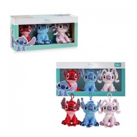 Peluche Stitch Set 3 Peluche Piccoli 12 cm Da Attaccare alla Borsa Stitch, Leroy e Angel Disney