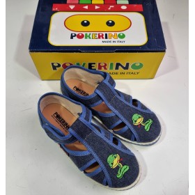 Sandali Tela Bambino 30 Blu con Velcro in Tela Made in Italy 65 Pokerino Snake