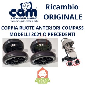 Ruote Anteriori Passeggino Compass Ricambio Originale per Modelli 2021 o Precedenti Coppia Ruota Destra+Sinistra