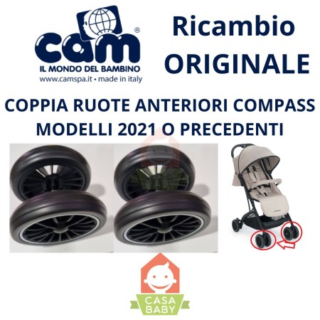 Ruote Anteriori Passeggino Compass Ricambio Originale per Modelli 2021 o Precedenti Coppia Ruota Destra+Sinistra