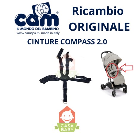 Cinture Passeggino Cam Compass 2.0 Ricambio Originale Cintura Spartigambe+Girovita Modelli dal 2022