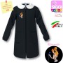 Grembiule Scuola Bambina Siggi Nero 6 Anni Zip tg.65 116 cm Musica Cerniera 