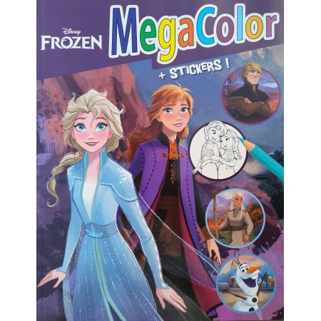 Libro da Colorare Frozen con Stickers Mega Album con Disegni Grandi