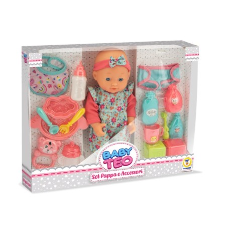 Bambola Beve e Fa Pipì con Set Pappa e Accessori Bambolotto 30 cm Teorema 3 Anni+