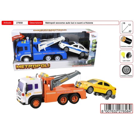 Carro Attrezzi Giocattolo per Bambini con Luci e Suoni Metropoli 27658 Toys Garden 3 Anni+
