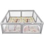 Box Neonato Quadrato Gigante con Tappeto Gioco 200x180 cm con Aperture Laterali Grigio