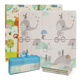 Tappeto Gioco Bambini Pieghevole 180x120 cm Animali Reversibile Lavabile Trendy