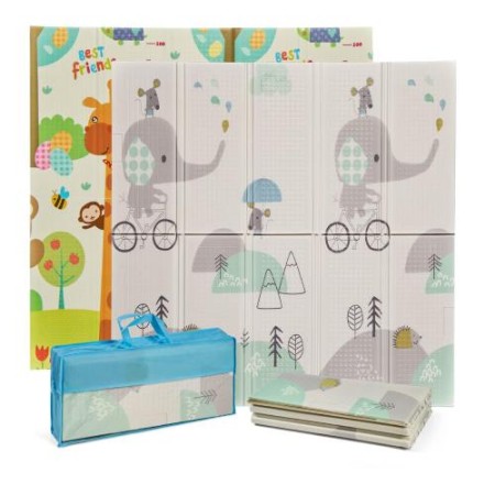 Tappeto Gioco Bambini Pieghevole 180x120 cm Animali Reversibile Lavabile Trendy