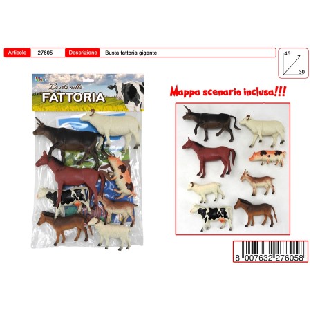 Busta Animali Fattoria per Bambini Busta 8 Pezzi 27605 Toys Garden 3 Anni+