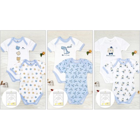Body Mezza Manica Cotone 24 Mesi 92 cm Confezione Doppia Bambino Azzurro Set 2 Body Colori Assortiti