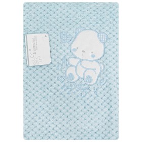 Coperta Lettino Pile Invernale Azzurro Copertina 100x140 cm Orsetto Amore NG549 Nazareno Gabrielli