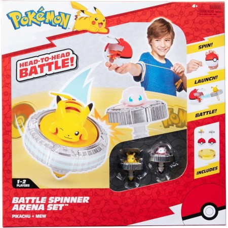 Pokemon Battle Spinner Arena Set con 2 Pokè Ball Pikachu Mew 4 Anni+