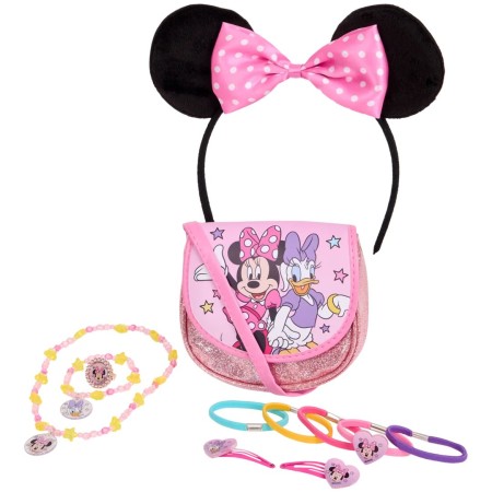 Minnie Set Accessori Disney con Borsa, Cerchietto, Pinzette, Elastici e Gioielli 3 Anni+