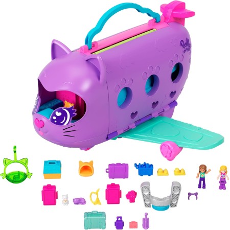 Polly Pocket Aereo Gattino con 2 Micro Bambole e Accessori Adventures in Rio HWP19 Mattel 4 Anni+