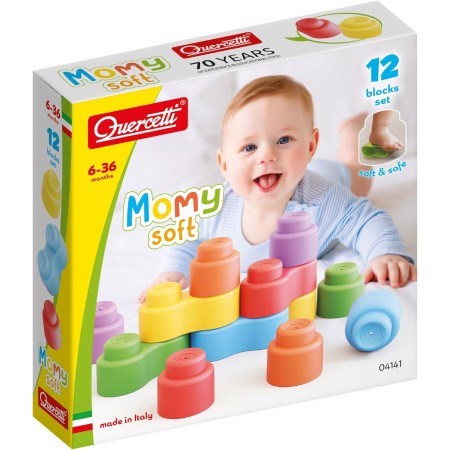 Costruzioni Morbide per Bambini 6 mesi+ 12 Pezzi Momy Soft Quercetti Made in Italy 