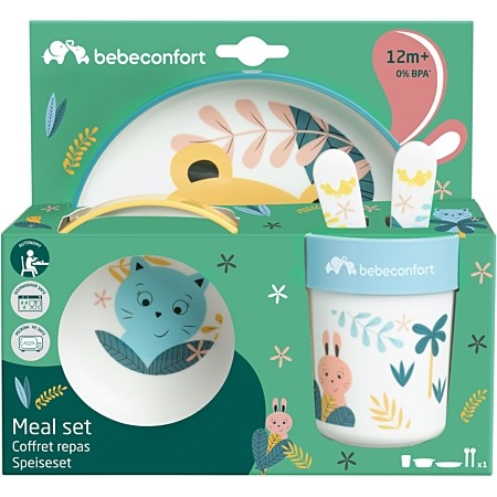 Set Pappa 12 Mesi+ Bebe Confort con Piatti, Bicchiere e Posate Ideali nel Microonde e in Lavastoviglie