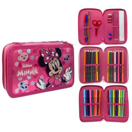 Astuccio Minnie 3 Scomparti Completo con Pennarelli Giotto Marvel Kids
