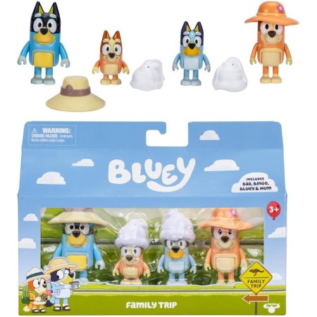 Bluey Personaggi Set da 4 Figure Bluey, Bingo, Mamma e Papà Giochi Preziosi 3 Anni+